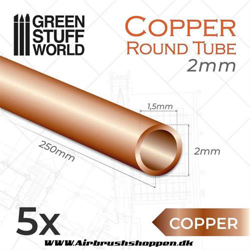 Kobberrør - Round Copper tube 2mm
